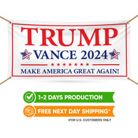 Trump Vance 2024 Banner Sign, 13 Oz Heavy Duty Waterproof Trump For President 2024, Take American Back Vinyl Banner with Metal Grommets