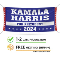 Kamala Harris 2024 Banner Sign, 13 Oz Kamala Harris For President 2024, 2024 President Election Harris Vinyl Banner with Metal Grommets