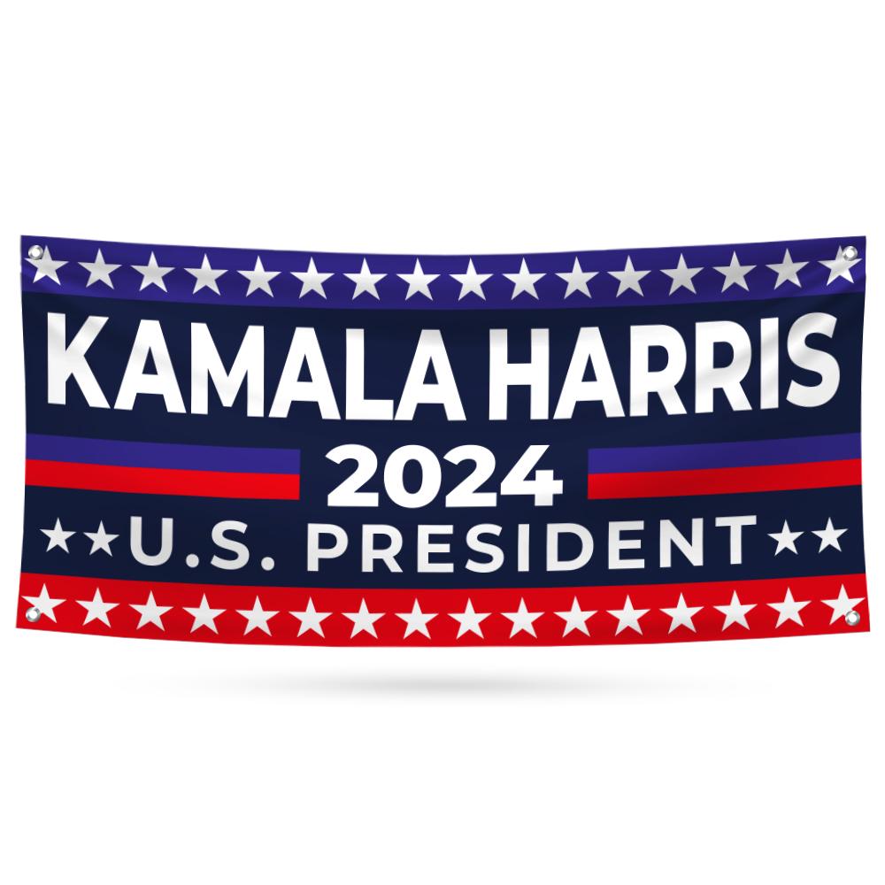 Kamala Harris 2024 Banner Sign, 13 Oz Kamala Harris For President 2024, 2024 President Election Harris Vinyl Banner with Metal Grommets