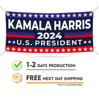 Kamala Harris 2024 Banner Sign, 13 Oz Kamala Harris For President 2024, 2024 President Election Harris Vinyl Banner with Metal Grommets