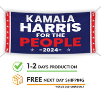 Kamala Harris 2024 Banner Sign, 13 Oz Kamala Harris For President 2024, 2024 President Election Harris Vinyl Banner with Metal Grommets