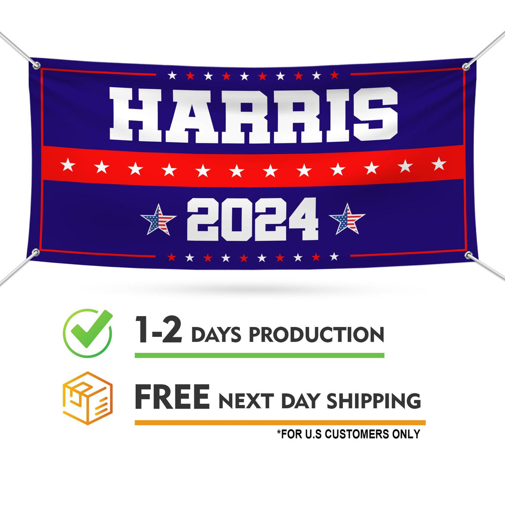 Kamala Harris 2024 Banner Sign, 13 Oz Kamala Harris For President 2024, 2024 President Election Harris Vinyl Banner with Metal Grommets