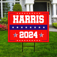 Kamala Harris 2024 Yard Sign - Coroplast Kamala Harris For President 2024 Lawn Sign, 2024 President Election Harris Signs with Metal H-Stake