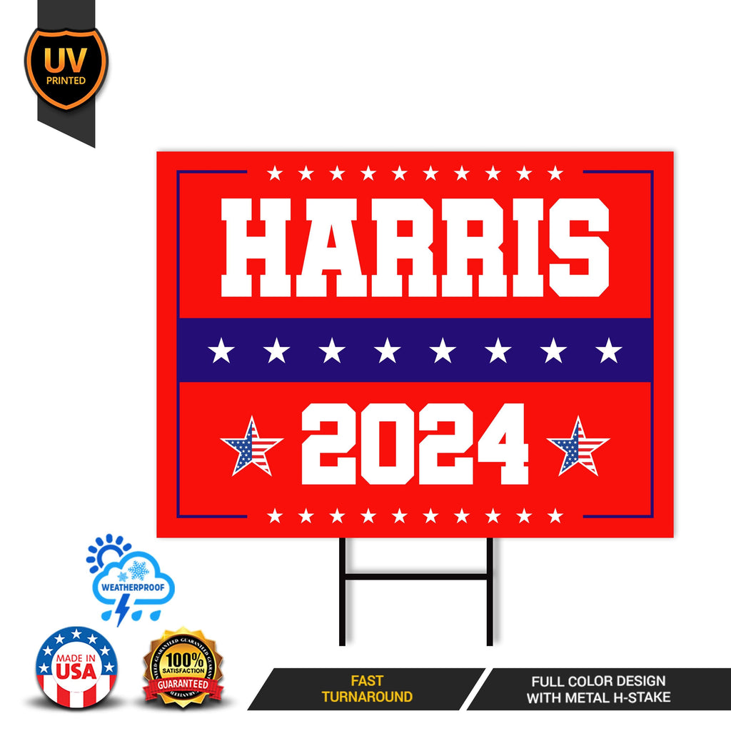 Kamala Harris 2024 Yard Sign - Coroplast Kamala Harris For President 2024 Lawn Sign, 2024 President Election Harris Signs with Metal H-Stake