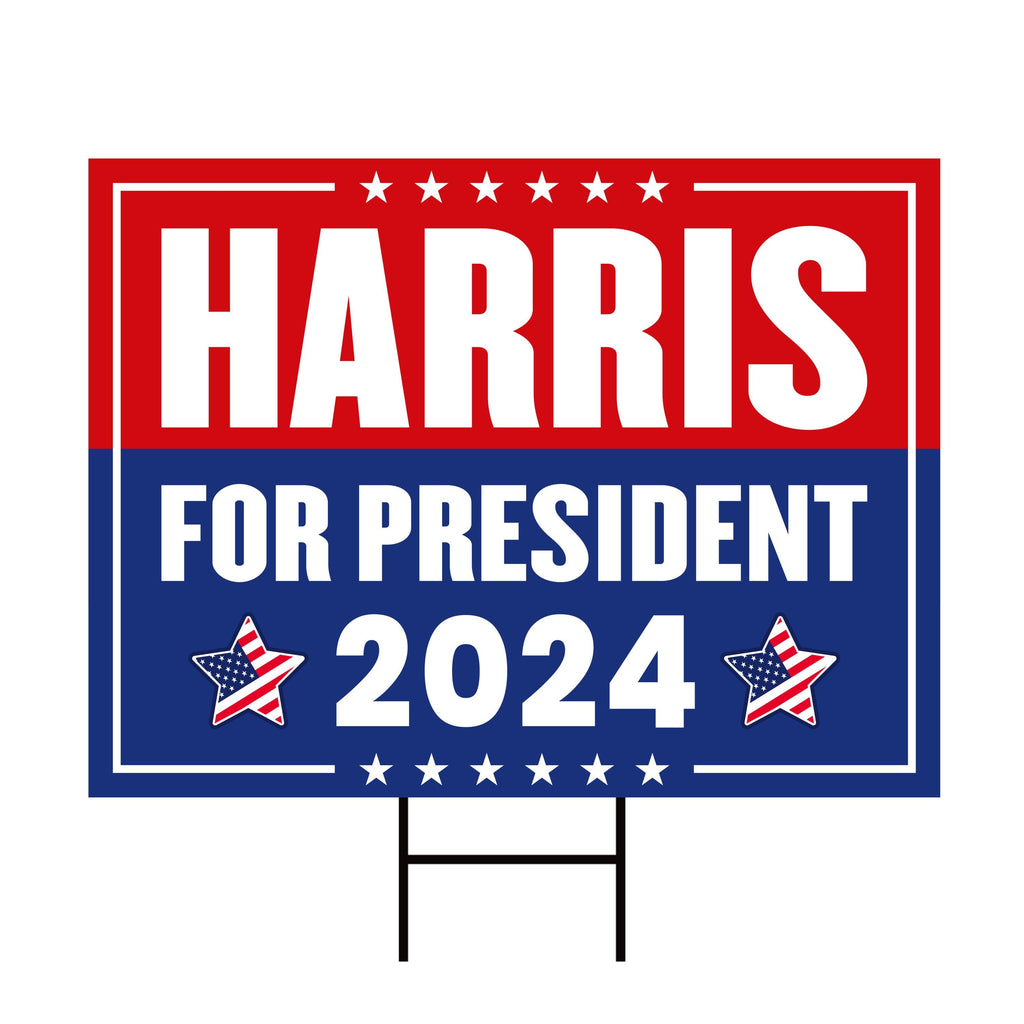 Kamala Harris 2024 Yard Sign - Coroplast Kamala Harris For President 2024 Lawn Sign, 2024 President Election Harris Signs with Metal H-Stake