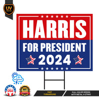 Kamala Harris 2024 Yard Sign - Coroplast Kamala Harris For President 2024 Lawn Sign, 2024 President Election Harris Signs with Metal H-Stake