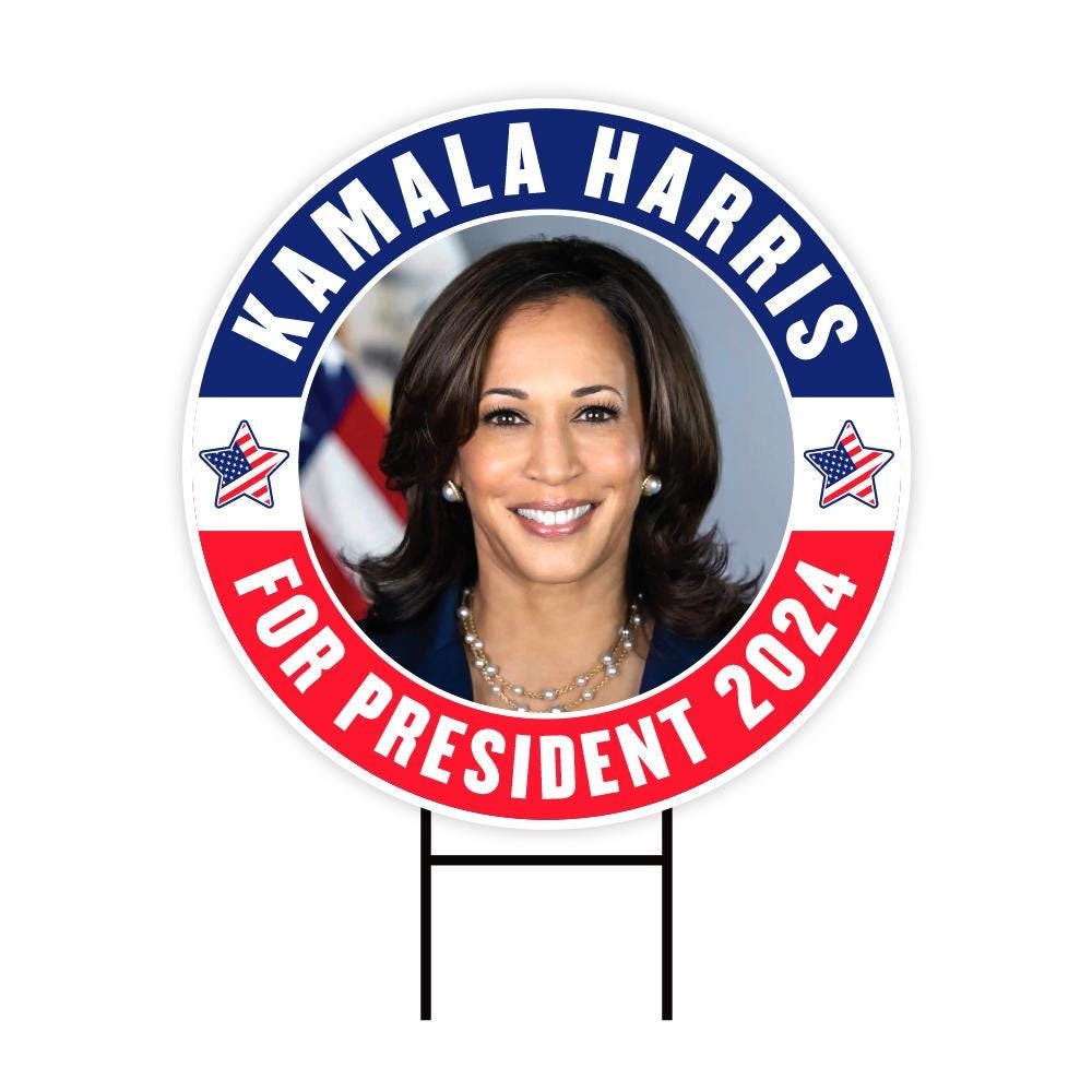 Kamala Harris 2024 Yard Sign - Coroplast Kamala Harris For President 2024 Lawn Sign, 2024 President Election Harris Signs with Metal H-Stake