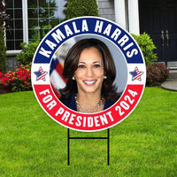 Kamala Harris 2024 Yard Sign - Coroplast Kamala Harris For President 2024 Lawn Sign, 2024 President Election Harris Signs with Metal H-Stake