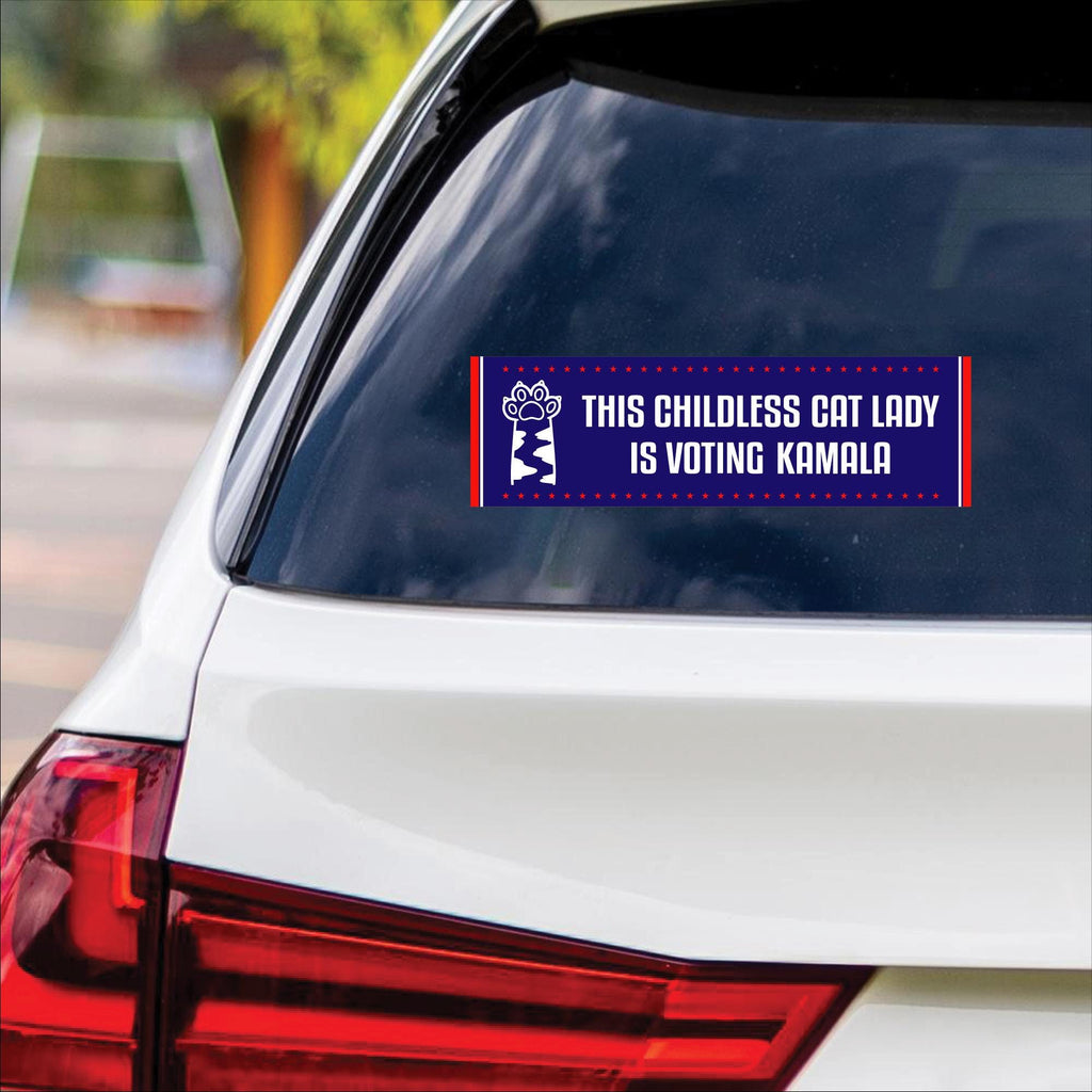 Kamala Harris 2024 Sticker Vinyl Decal, Harris For President 2024 Vinyl Sticker, Election, Childless Cat Ladies Bumper Sticker - 10" x 3"