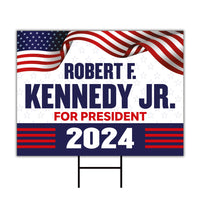 Kennedy 2024 Yard Sign - Coroplast Robert F. Kennedy Jr. For President 2024 Lawn Sign, Election 2024 RFK Jr. Yard Sign with Metal H-Stake