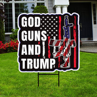 God Guns and Trump Yard Sign - Coroplast Long Lasting Election 2024 Sign, Trump 2024 Yard Sign with Metal H-Stake