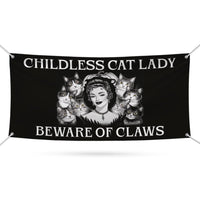 Childless Cat Lady Banner Sign, 13 Oz  Harris For President 2024, Skeleton Halloween Banner, Election 2024 Vinyl Banner with Metal Grommets