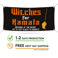 Witches for Kamala Banner Sign, 13 Oz  Harris For President 2024, Halloween Witch, Election 2024, Feminist Vinyl Banner with Metal Grommets