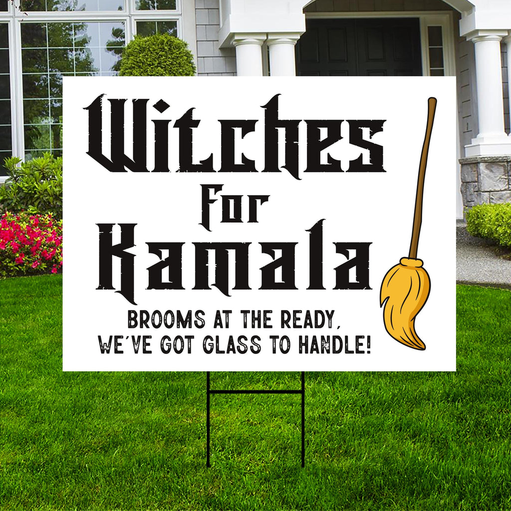 Witches for Kamala Yard Sign - Coroplast Harris For President 2024 Lawn Sign, Gothic Election 2024, Halloween Witch Signs with Metal H-Stake