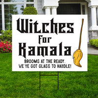 Witches for Kamala Yard Sign - Coroplast Harris For President 2024 Lawn Sign, Gothic Election 2024, Halloween Witch Signs with Metal H-Stake