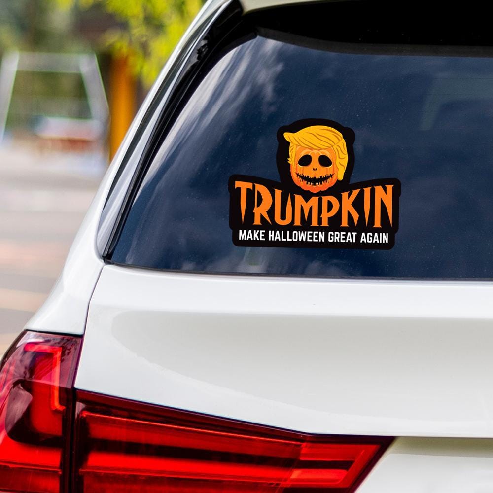 Halloween Trumpkin Vinyl Decal, Make Halloween Great Again Sticker, Trump Vance 2024, Donald Trump Halloween Bumper Sticker, 6" x 4.5"