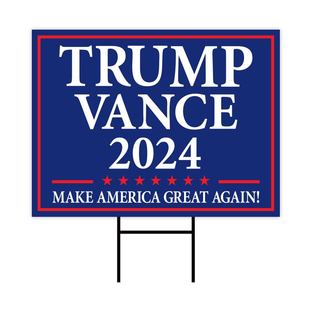 Trump Vance 2024 Yard Sign - Coroplast American Flag Donald Trump For President 2024, Take America Back Yard Sign with Metal H-Stake