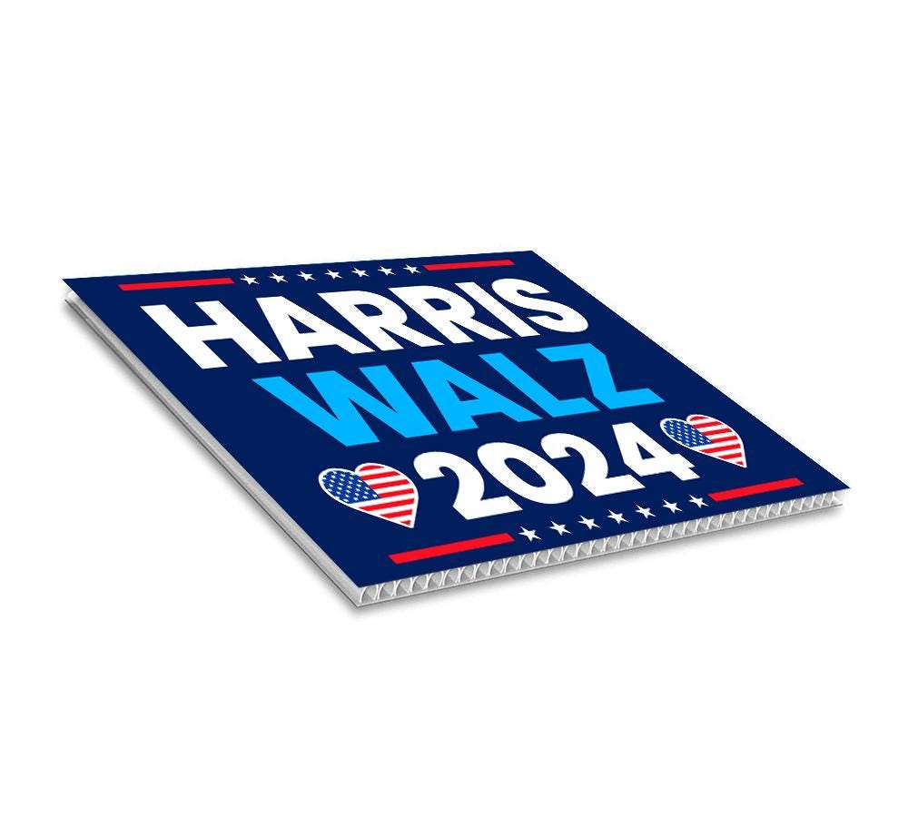 Harris Walz 2024 Yard Sign - Coroplast Kamal Harris For President 2024 Lawn Sign, 2024 President Election Harris Signs with Metal H-Stake