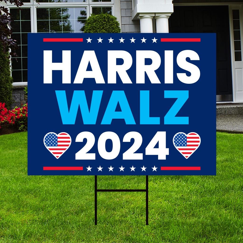 Harris Walz 2024 Yard Sign - Coroplast Kamal Harris For President 2024 Lawn Sign, 2024 President Election Harris Signs with Metal H-Stake