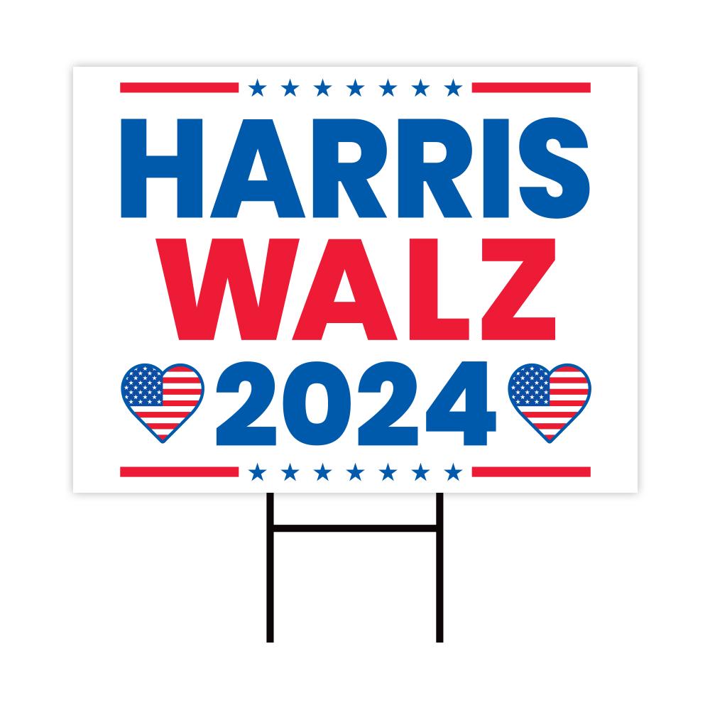 Harris Walz 2024 Yard Sign - Coroplast Kamal Harris For President 2024 Lawn Sign, 2024 President Election Harris Signs with Metal H-Stake