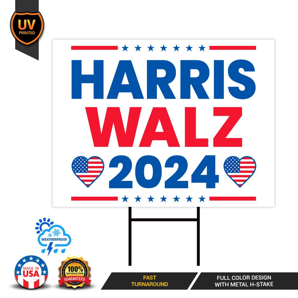 Harris Walz 2024 Yard Sign - Coroplast Kamal Harris For President 2024 Lawn Sign, 2024 President Election Harris Signs with Metal H-Stake