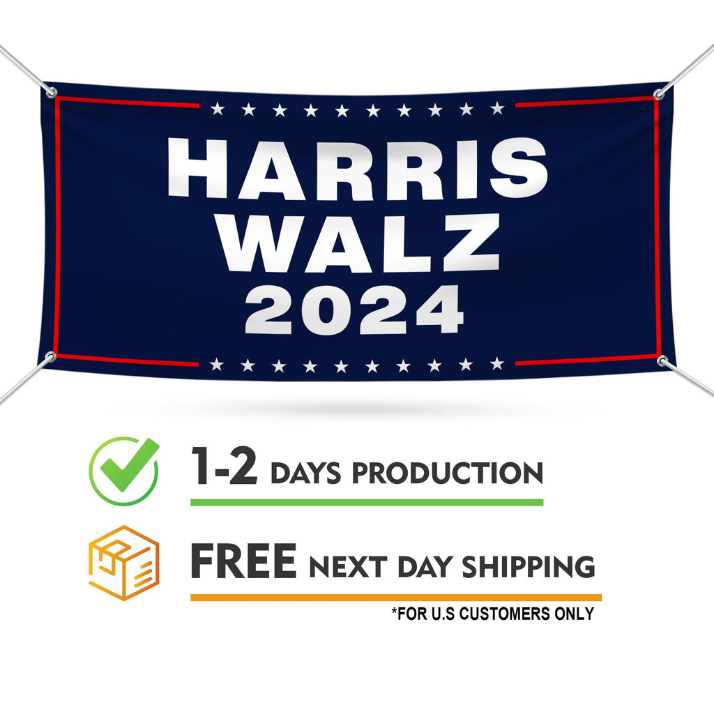 Harris Walz 2024 Banner Sign, 13 Oz Kamala Harris For President 2024, 2024 President Election Harris Vinyl Banner with Metal Grommets