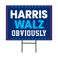 Harris Walz 2024 Obviously Yard Sign - Coroplast Harris For President 2024 Lawn Sign, President Election Obviously Signs with Metal H-Stake