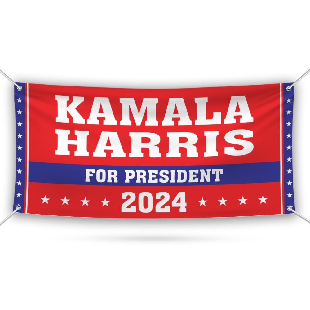 Kamala Harris 2024 Banner Sign, 13 Oz Kamala Harris For President 2024, 2024 President Election Harris Vinyl Banner with Metal Grommets