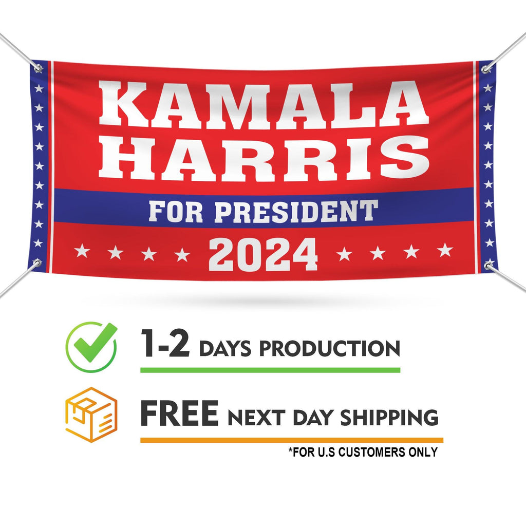 Kamala Harris 2024 Banner Sign, 13 Oz Kamala Harris For President 2024, 2024 President Election Harris Vinyl Banner with Metal Grommets