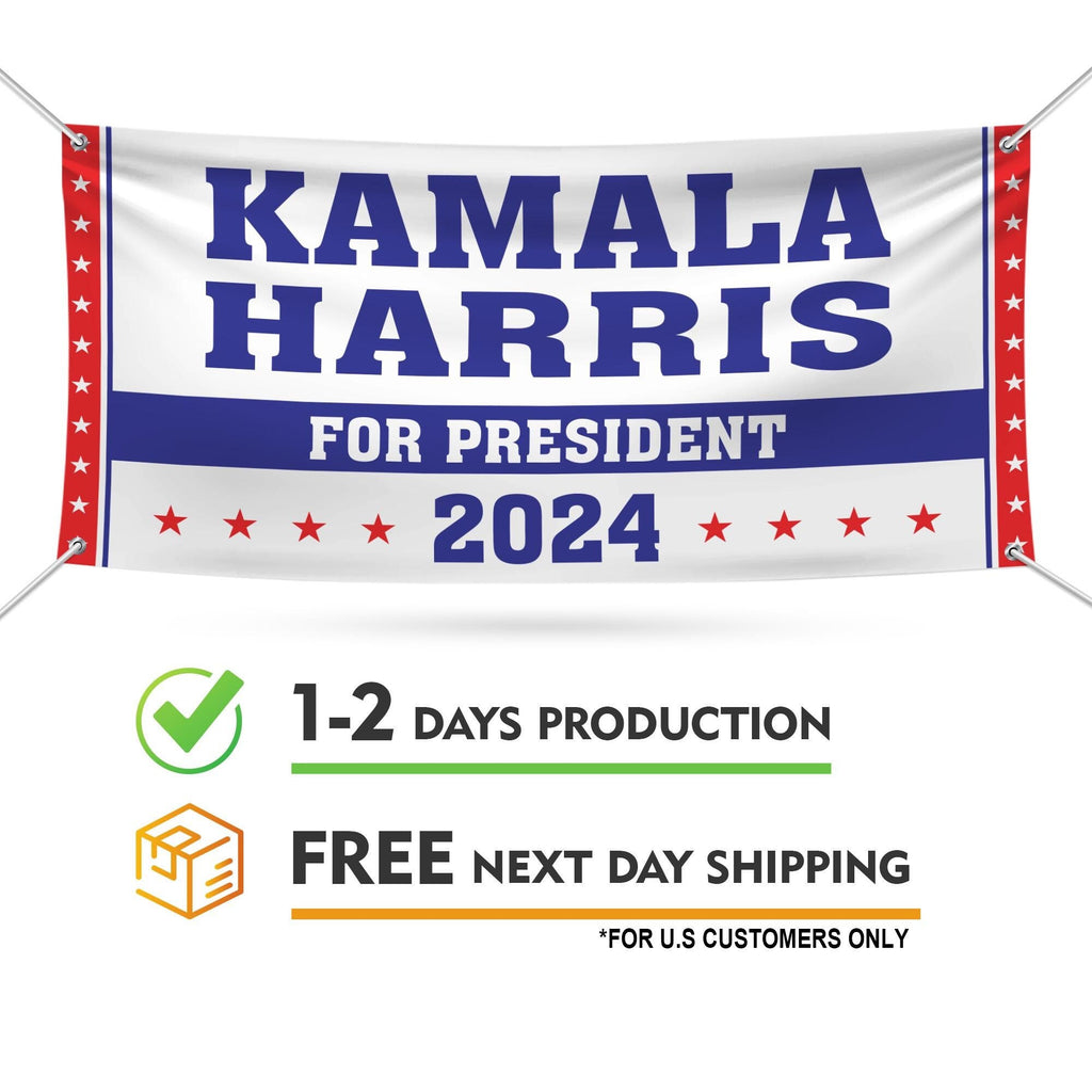 Kamala Harris 2024 Banner Sign, 13 Oz Kamala Harris For President 2024, 2024 President Election Harris Vinyl Banner with Metal Grommets