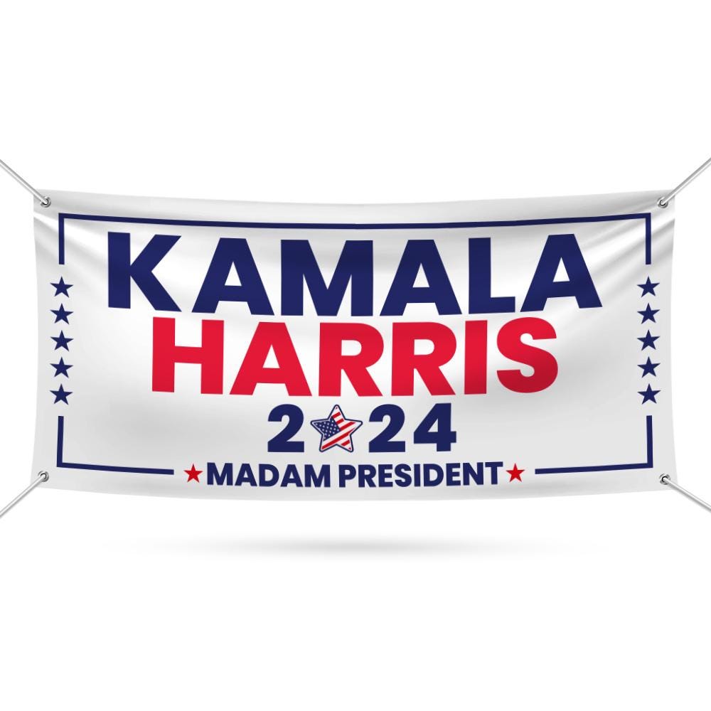 Kamala Harris 2024 Banner Sign, 13 Oz Kamala Harris For President 2024, 2024 President Election Harris Vinyl Banner with Metal Grommets