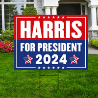 Kamala Harris 2024 Yard Sign - Coroplast Kamala Harris For President 2024 Lawn Sign, 2024 President Election Harris Signs with Metal H-Stake