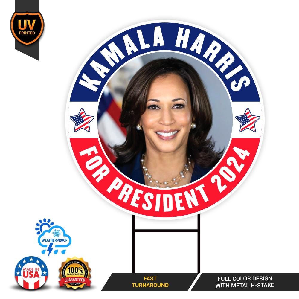 Kamala Harris 2024 Yard Sign - Coroplast Kamala Harris For President 2024 Lawn Sign, 2024 President Election Harris Signs with Metal H-Stake