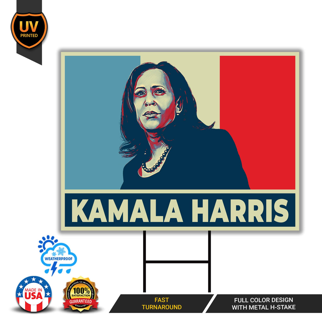 Kamala Harris 2024 Yard Sign - Coroplast Kamala Harris For President 2024 Lawn Sign, 2024 President Election Harris Signs with Metal H-Stake