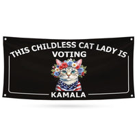 Kamala Harris 2024 Banner Sign, 13 Oz Harris For President 2024, Childless Cat Ladies Election 2024, Harris Vinyl Banner with Metal Grommets