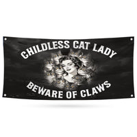 Childless Cat Lady Banner Sign, 13 Oz  Harris For President 2024, Skeleton Halloween Banner, Election 2024 Vinyl Banner with Metal Grommets