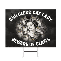 Childless Cat Lady Yard Sign - Coroplast Harris For President 2024 Lawn Sign, Halloween Election Sign, Skeleton Signs with Metal H-Stake