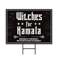 Witches for Kamala Yard Sign - Coroplast Harris For President 2024 Lawn Sign, Gothic Election 2024, Halloween Witch Signs with Metal H-Stake