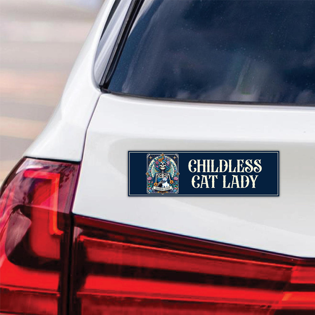 Childless Cat Lady Car Magnet, Kamala Harris 2024 Vehicle Magnet, Skeleton Tarot Card, Halloween Magnet, Madam President Magnet, 6" x 4.5"