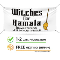 Witches for Kamala Banner Sign, 13 Oz  Harris For President 2024, Halloween Witch, Election 2024, Feminist Vinyl Banner with Metal Grommets