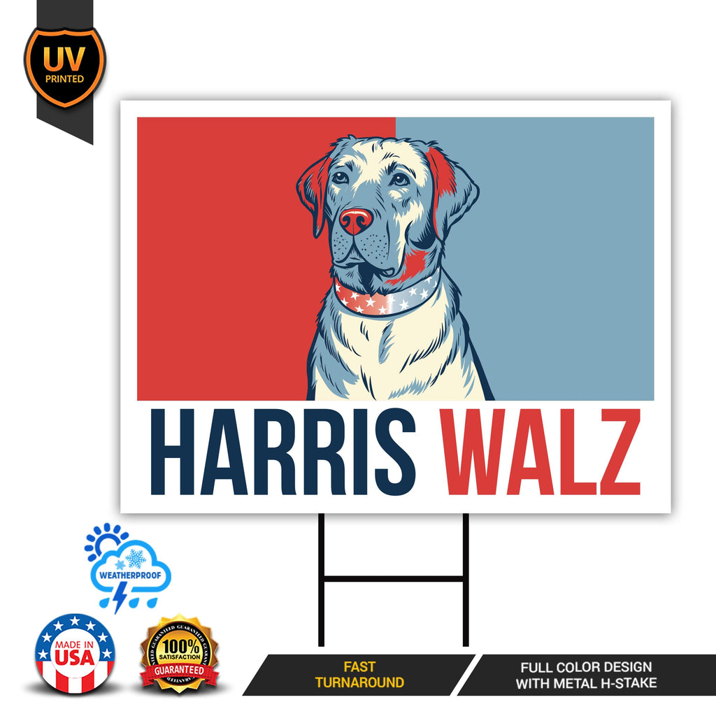 Harris Walz 2024 Obviously Yard Sign - Coroplast Harris For President 2024 Lawn Sign, Dog For Kamala Yard Signs with Metal H-Stake