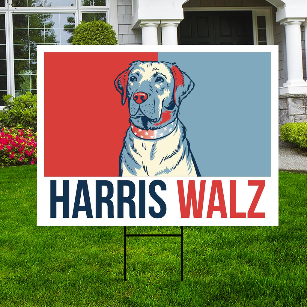 Harris Walz 2024 Obviously Yard Sign - Coroplast Harris For President 2024 Lawn Sign, Dog For Kamala Yard Signs with Metal H-Stake