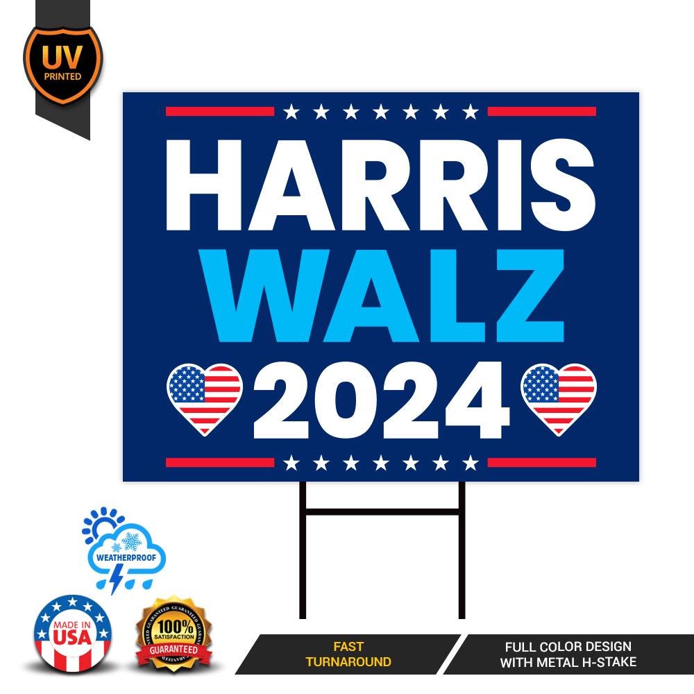 Harris Walz 2024 Yard Sign Coroplast Kamal Harris For President 2024