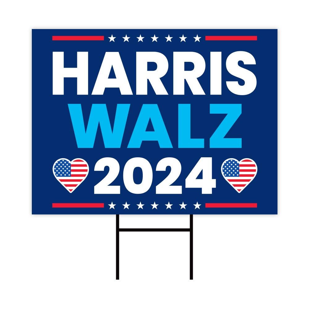 Harris Walz 2024 Yard Sign - Coroplast Kamal Harris For President 2024 Lawn Sign, 2024 President Election Harris Signs with Metal H-Stake