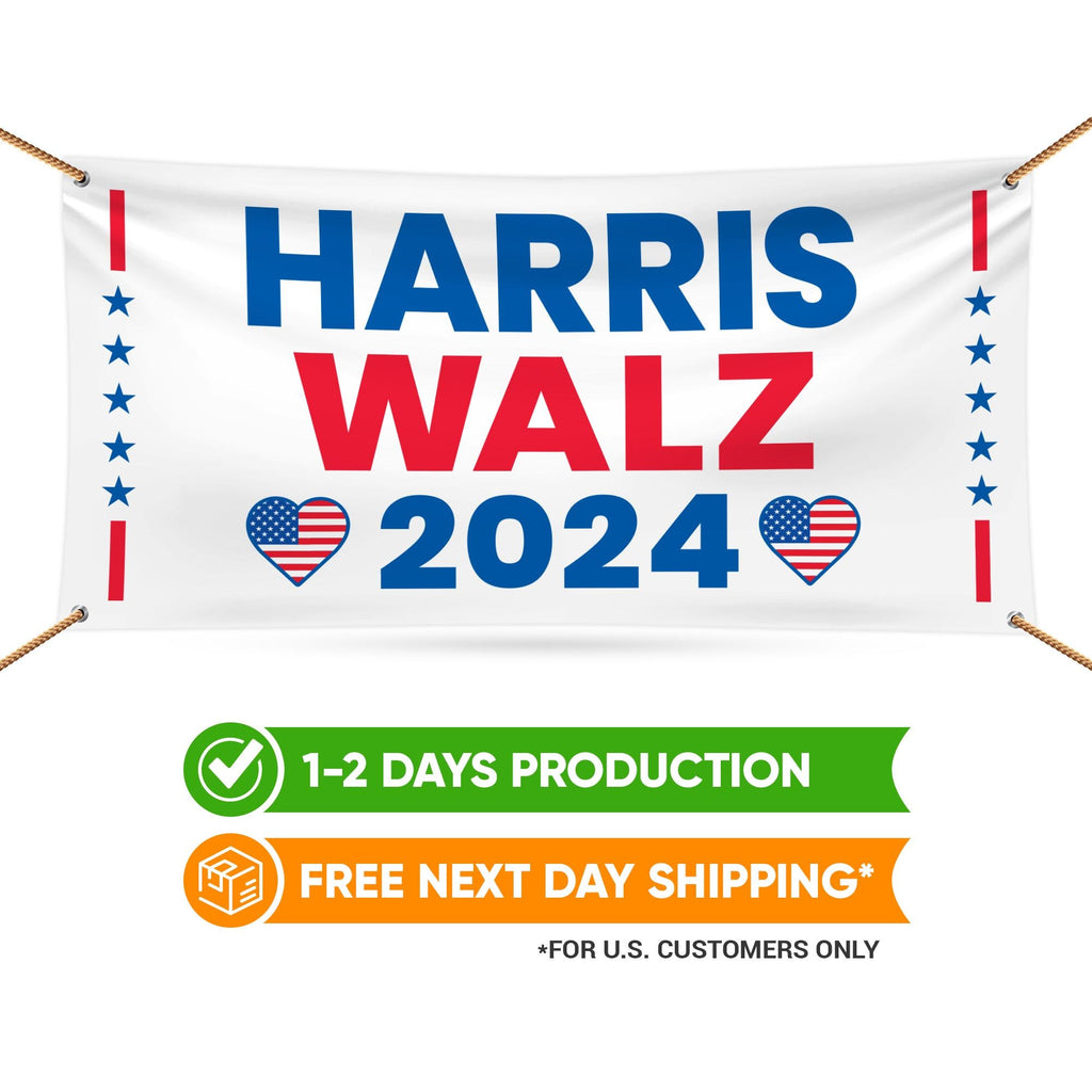 Harris Walz 2024 Banner Sign, 13 Oz Kamala Harris For President 2024, 2024 President Election Harris Vinyl Banner with Metal Grommets