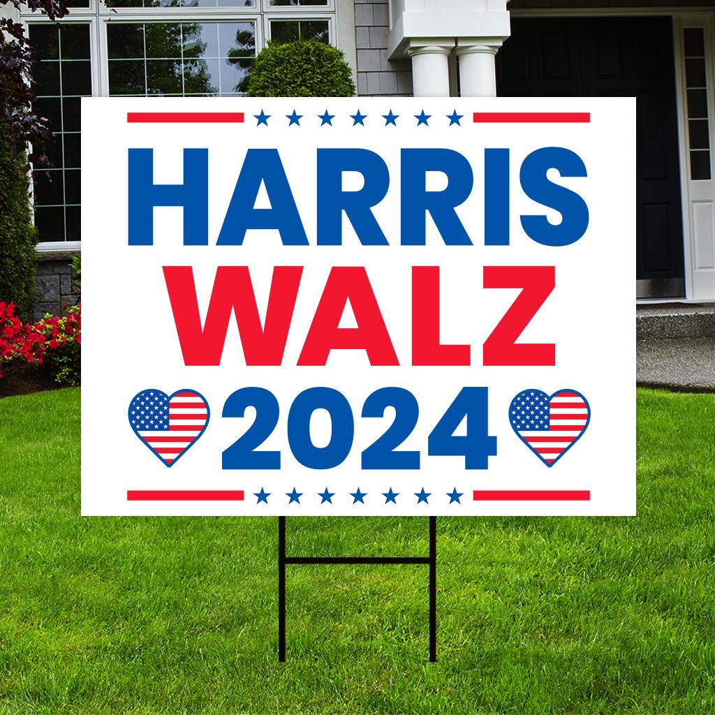 Harris Walz 2024 Yard Sign - Coroplast Kamal Harris For President 2024 Lawn Sign, 2024 President Election Harris Signs with Metal H-Stake