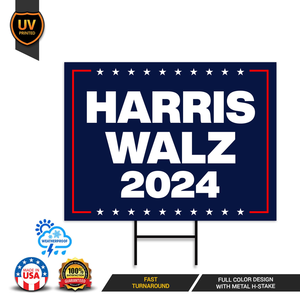 Harris Walz 2024 Yard Sign - Coroplast Kamal Harris For President 2024 Lawn Sign, 2024 President Election Harris Signs with Metal H-Stake