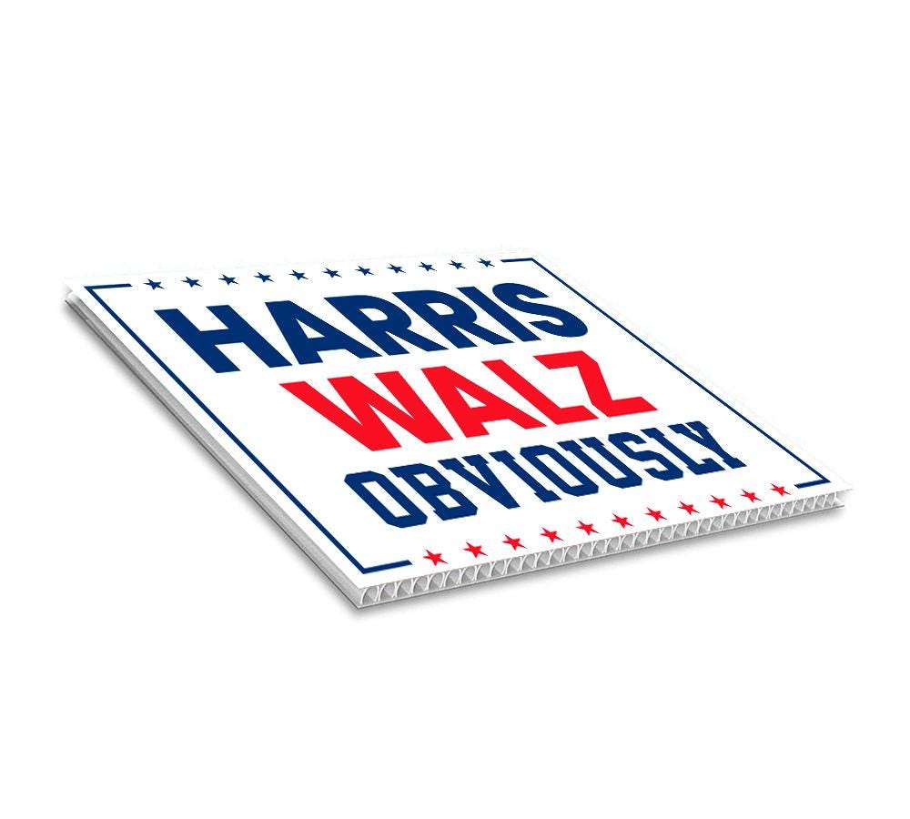 Harris Walz 2024 Obviously Yard Sign - Coroplast Harris For President 2024 Lawn Sign, President Election Obviously Signs with Metal H-Stake