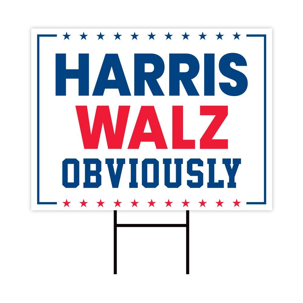 Harris Walz 2024 Obviously Yard Sign - Coroplast Harris For President 2024 Lawn Sign, President Election Obviously Signs with Metal H-Stake