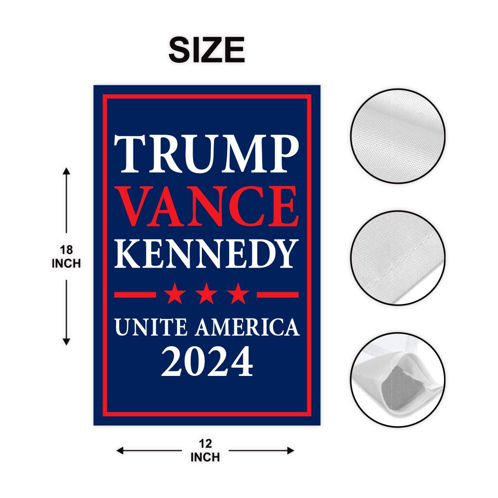 Trump Vance Kennedy 2024 Garden Flag 12x18 Inch Double Sided, Trump